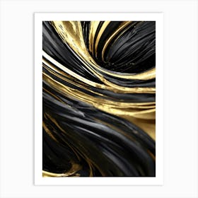 Abstract Gold And Black Swirls Art Print