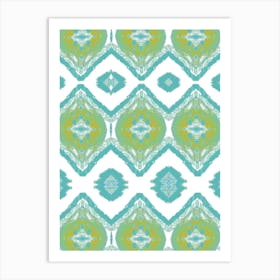 Turquoise Ikat Art Print