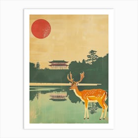 Nara Deer Park Japan Mid Century Modern 1 Art Print