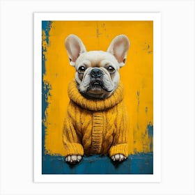 Frenchie In Yellow And Blue 3 Art Print