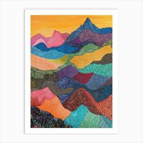 Colourful Mountain Illustration Poster Art Print 28 Art Print