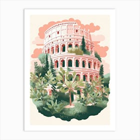 Colosseum   Rome, Italy   Cute Botanical Illustration Travel 0 Art Print