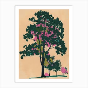 Alder Tree Colourful Illustration 4 1 Art Print
