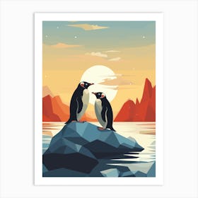 Penguins On Icebergs Art Print