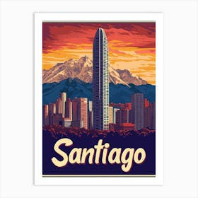 Aihrgdesign A Vintage Travel Poster Of Santiago 3 Art Print