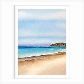 Barafundle Bay Beach, Pembrokeshire, Wales Watercolour Art Print