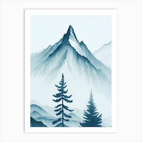 Mountain And Forest In Minimalist Watercolor Vertical Composition 157 Art Print