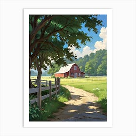 Red Barn In The Countryside 2 Art Print