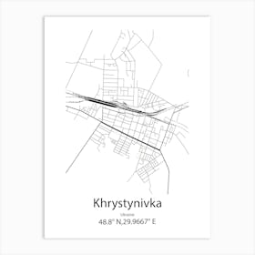 Khrystynivka,Ukraine Minimalist Map Art Print