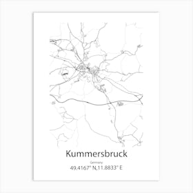 Kummersbruck,Germany Minimalist Map Art Print