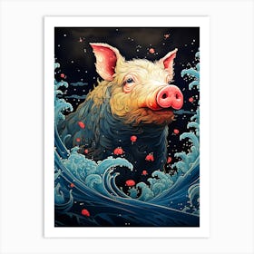 Pig In The Sea Art Print