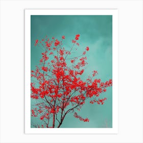 Red Tree Against Blue Sky 2 Art Print