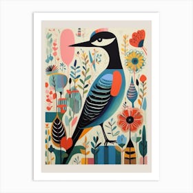 Colourful Scandi Bird Common Loon 2 Art Print