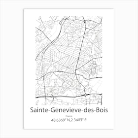 Sainte Genevieve Des Bois,France Minimalist Map Art Print