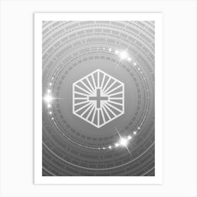 Geometric Glyph in White and Silver with Sparkle Array n.0284 Art Print
