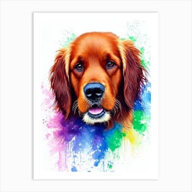 Irish Setter Rainbow Oil Painting Dog Art Print