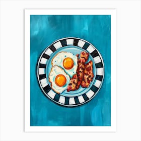 Eggs & Bacon Blue Painting Art Print