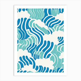 Blue And White Waves Art Print