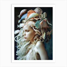 "Fish-Adorned Hair Beauty" Art Print