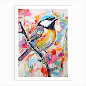 Colourful Bird Painting Carolina Chickadee 1 Art Print