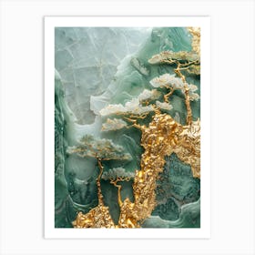 Gold Inlaid Jade Carving Scene 8 Art Print