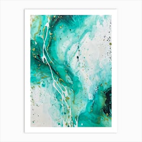 Acrylic Painting Of An Abstract Design Featuring Dirty Watercolor Splashes Blending Teal Green An (7) Art Print