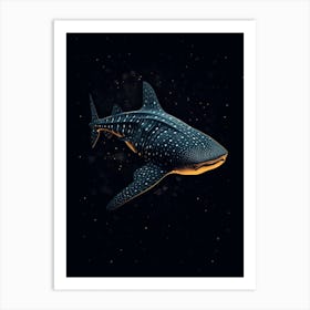  An Illustration Of A Whale Shark On A Black Background 1 Art Print