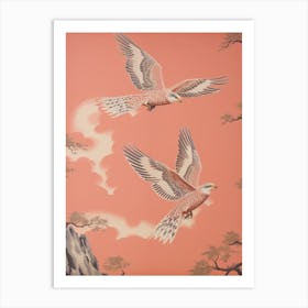 Vintage Japanese Inspired Bird Print Falcon 5 Art Print