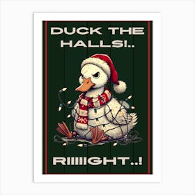 Grumpy Duck Christmas Art Print