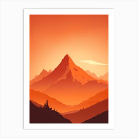 Misty Mountains Vertical Composition In Orange Tone 38 Art Print