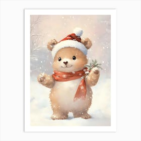 Teddy Bear In The Snow Art Print