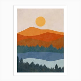 Sunset Mountain Landscape 1 Art Print