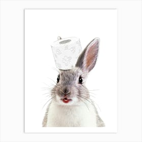 Rabbit With Toilet Paper Hat Art Print