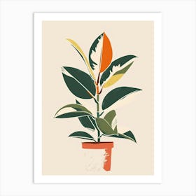 Rubber Plant Minimalist Illustration 8 Art Print