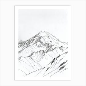 Mount Elbrus Russia Line Drawing 2 Art Print