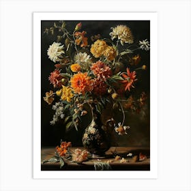 Baroque Floral Still Life Celosia 1 Art Print
