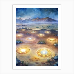 A Glowing Design Of The Fairy Circles In Namibia S (1) Art Print