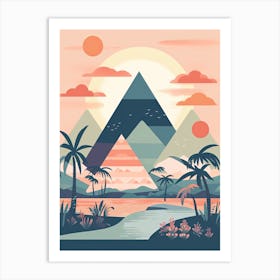 The Pyramids Of Giza   Egypt   Cute Botanical Illustration Travel 1 Art Print