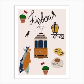 Lisbon Travel Poster Art Print