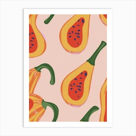 Butternut Squash Pattern Illustration 2 Art Print