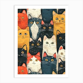 Perfectly Repeatable Artwork With Cute Cat Faces 23 Art Print