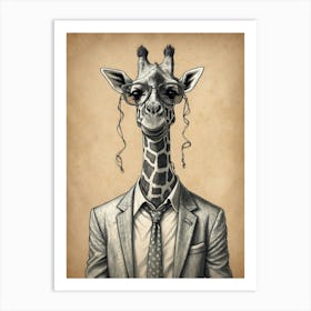 Giraffe In A Suit Art Print