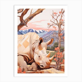 Patchwork Rhino With The Trees 4 Art Print