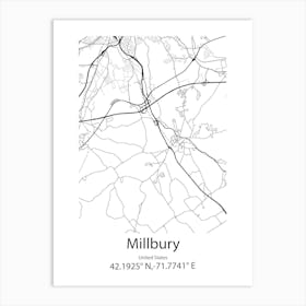 Millbury,United States Minimalist Map Poster