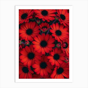 Red Flowers Wallpaper Art Print