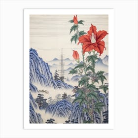 Kikyo Chinese Bellflower 2 Japanese Botanical Illustration Art Print