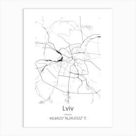 Lviv,Ukraine Minimalist Map Art Print