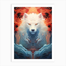 Wolf In Flames Art Print