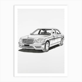 Mercedes Benz S Class Line Drawing 11 Art Print