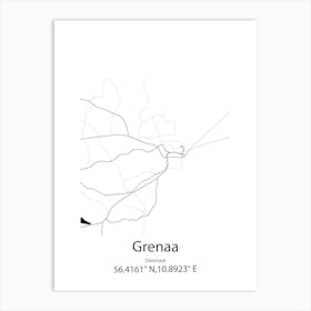 Grenaa,Denmark Minimalist Map Art Print